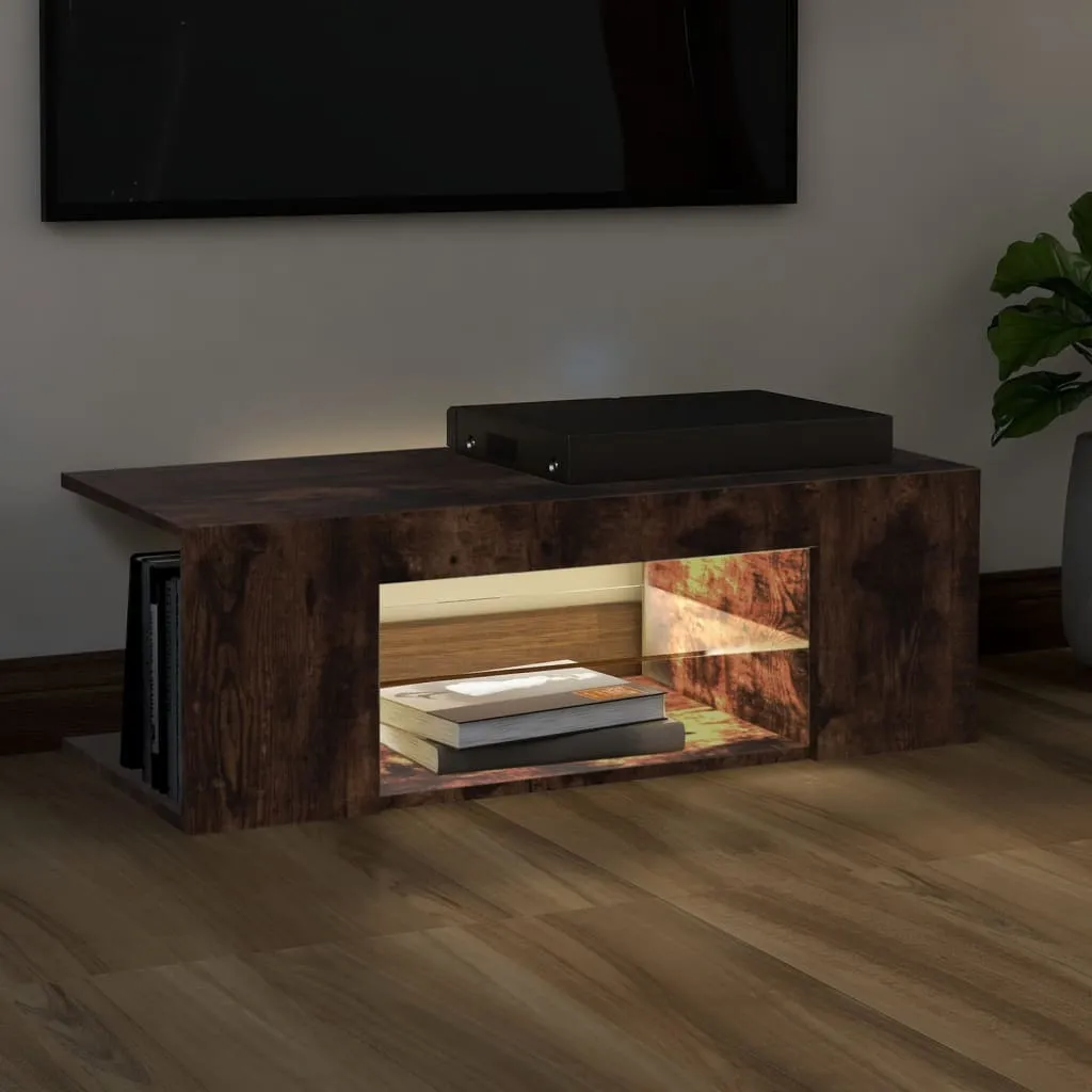 Mobile TV The Living Store Rovere Fumé 90x39x30 cm | LED RGB