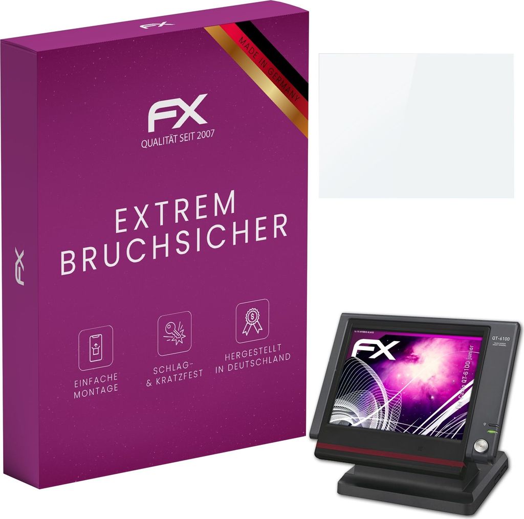 atFoliX FX-Hybrid-Glass Displayfolie kompatibel mit Casio QT-6100 junior Glasfolie