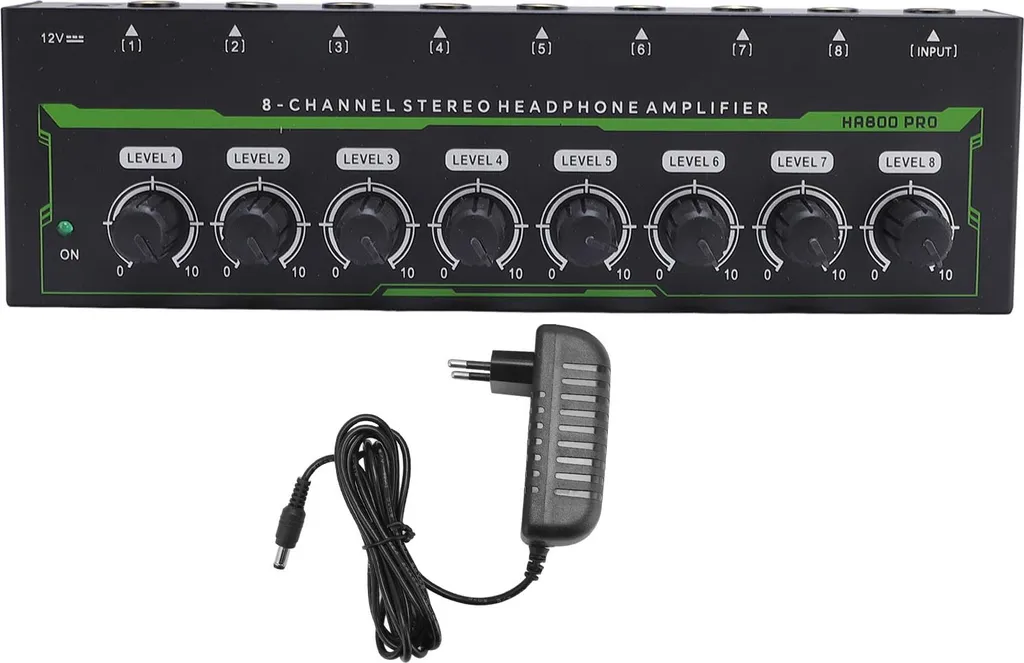 Ampli casque stéréo 8 sorties avec contrôle indépendant et LED couleur