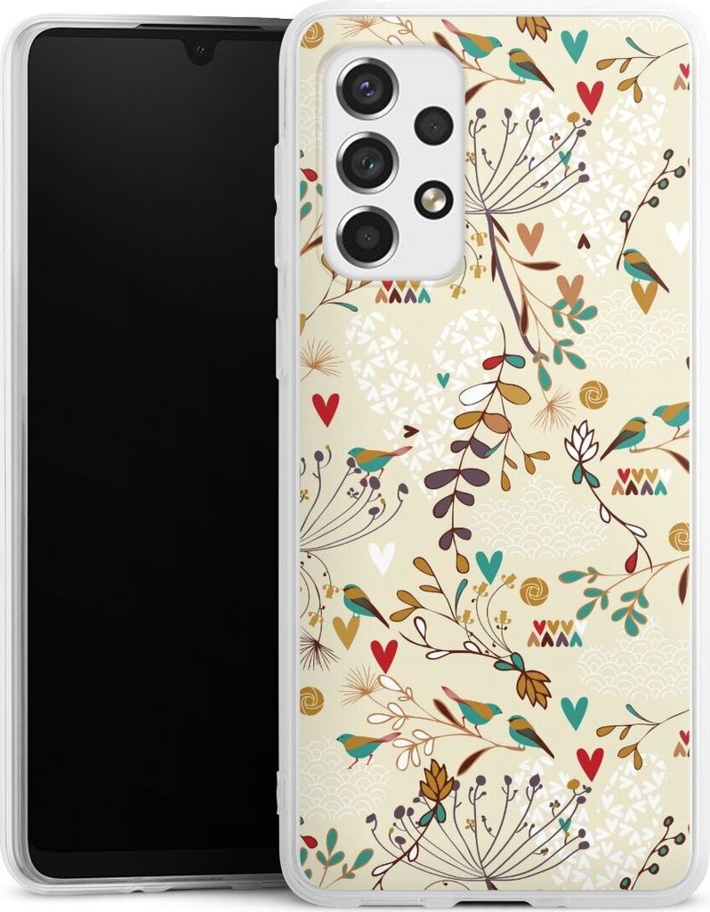 DeinDesign Handyhülle für Samsung Galaxy A33 5G Silikon Hülle Case Smartphone Schutzhülle Blumen Retro Vogel