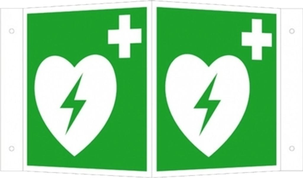 Defibrillator Winkelschild 200x200 mm - Hart PVC