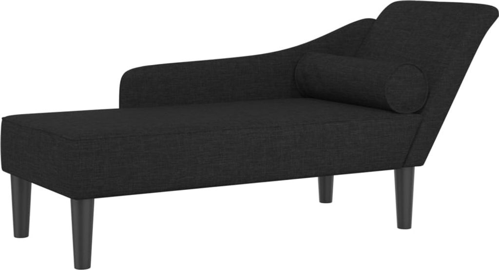 Chaiselongue mit Kissen Schwarz Stoff