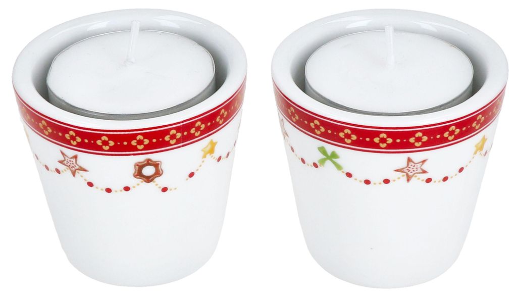 2x Teelichthalter Weihnachtstraum H 5,1cm Stabkerzen Produktbild 