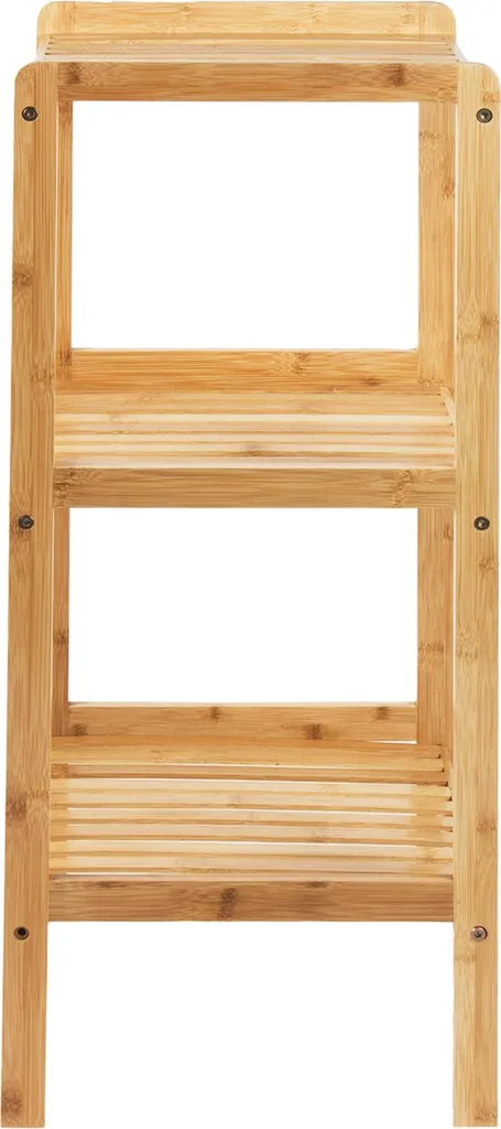 Petit meuble de salle de bain bois bambou 3 niveaux lot de 2 gain de place