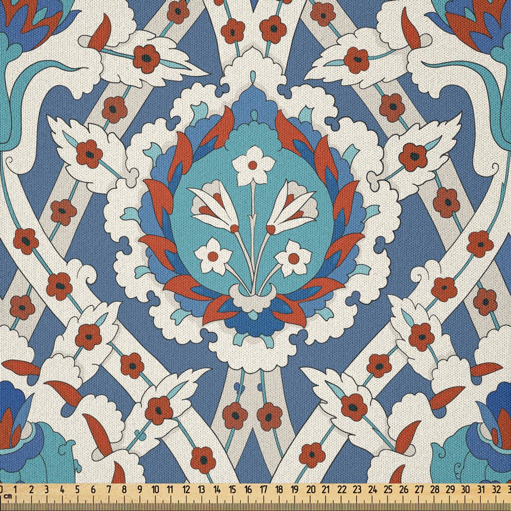 ABAKUHAUS orientalisch Microfaser Stoff als Meterware , Traditionelle arabische Verzierung mit kleinen Blüten marokkanischen orientalischen Kultur...