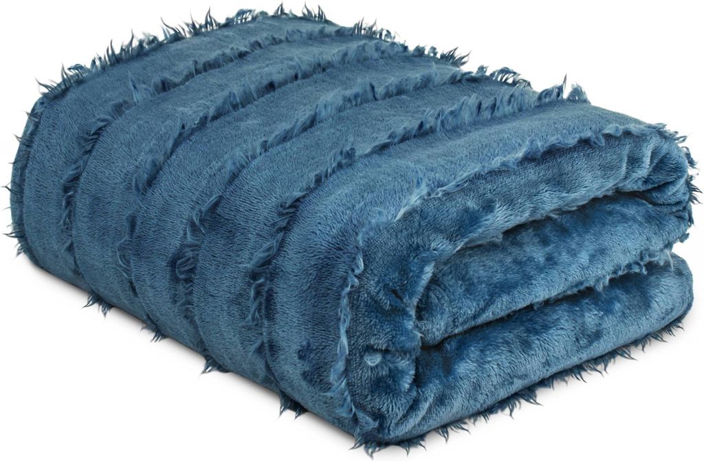 Domarex decke aus Mikrofleece - 130x170 cm - warm und weich - ideal für Winterabende Feiertage - pflegeleicht - Blau