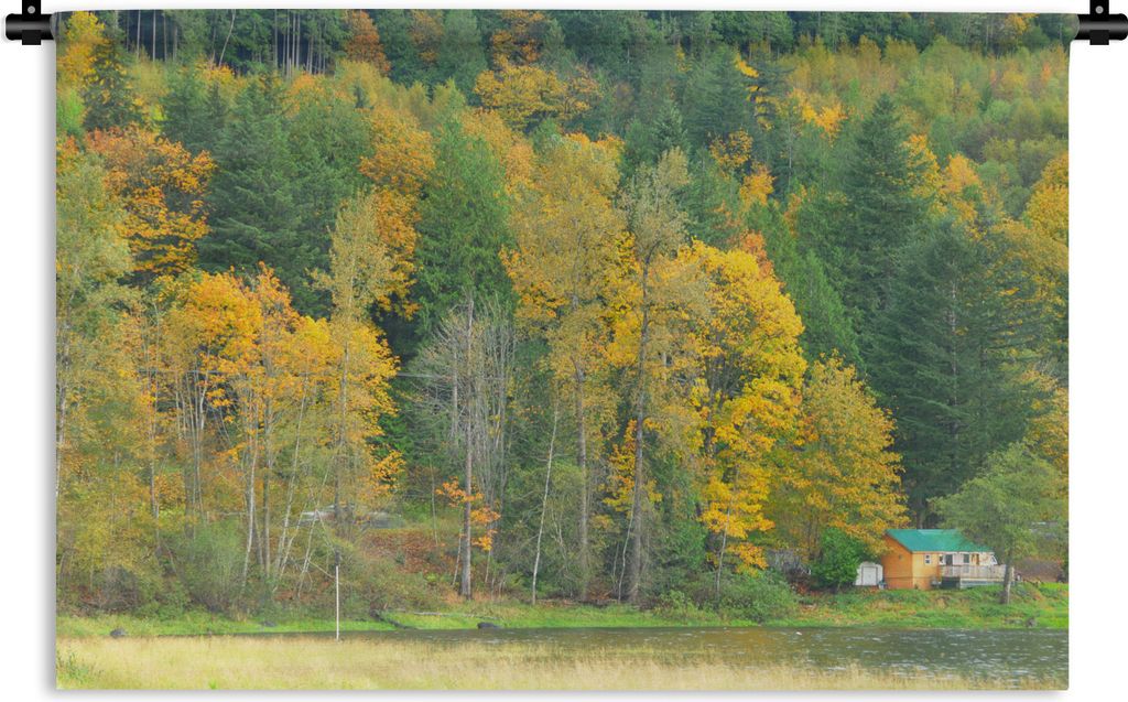 MuchoWow Wandteppich Wandbehang Goldenrain am Wasser 120x80 cm Tapisserie Dekoration Wandtuch - Wanddekorationen - Wandtücher