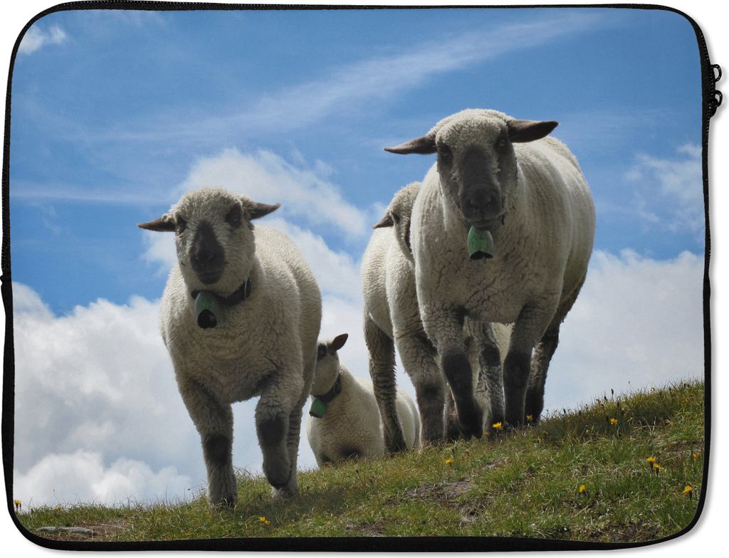 MuchoWow Laptop Hülle 17 Zoll Laptoptasche Schafe - Berge - Alpen - Zipper - Schutzabdeckung