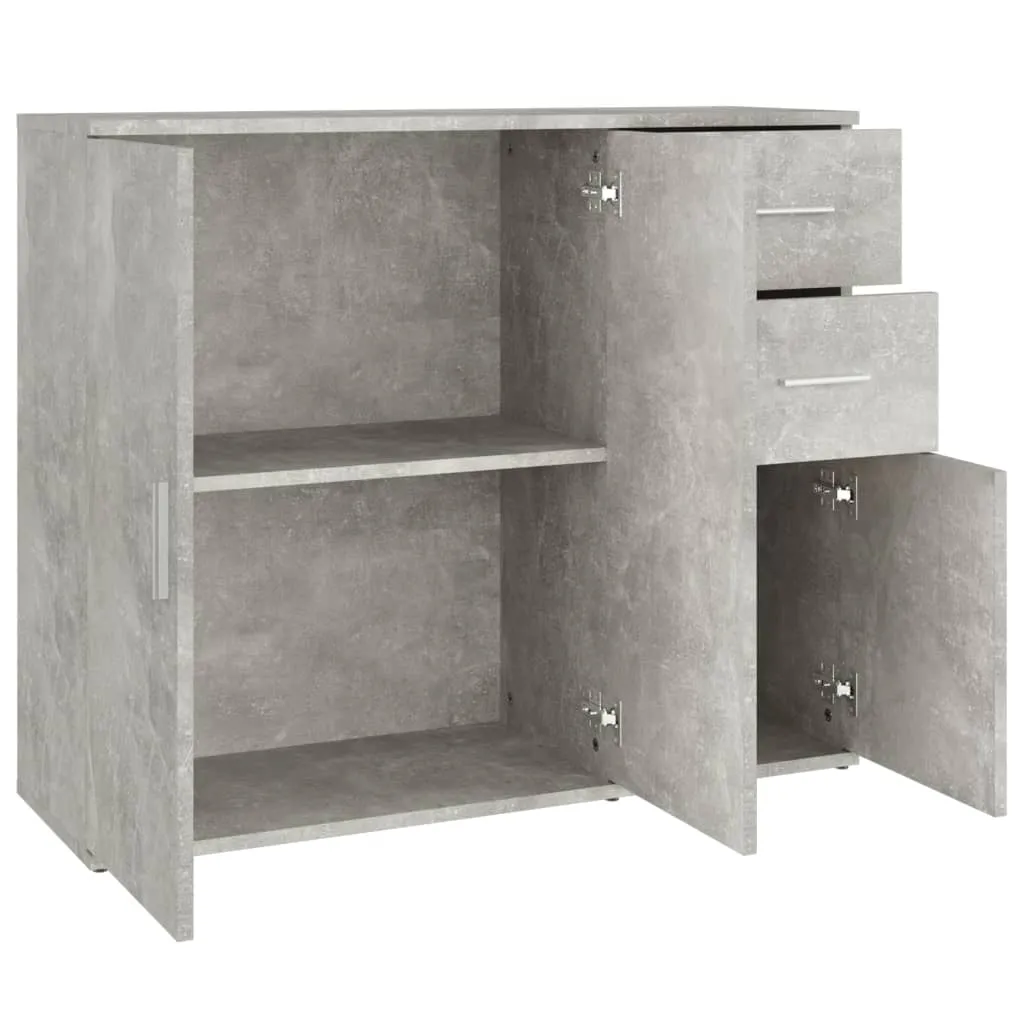 vidaXL Buffet Gris Béton 91x29,5x75 cm en Bois Composite Moderne - 9