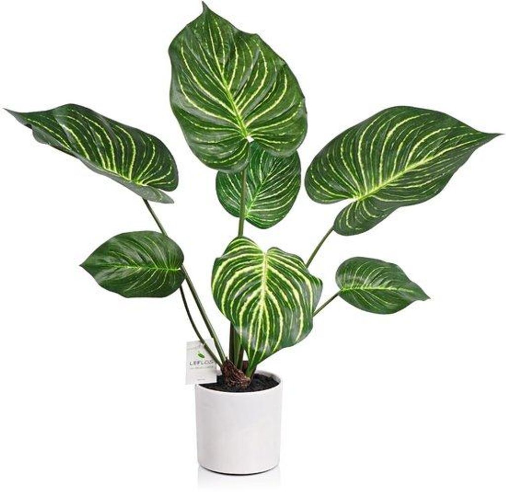Kunstmatige Monstera Indoor, 68cm, groenblijvende zebrabladplant in witte keramiek, woonkamer- en kantoordecoratie