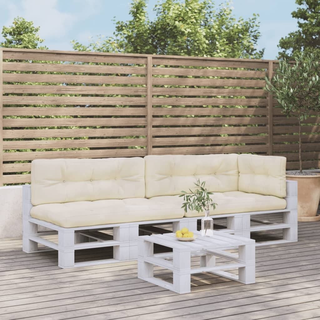 Möbel Palettenkissen 5-tlg. Creme Stoff - Kopfkissen 3217136