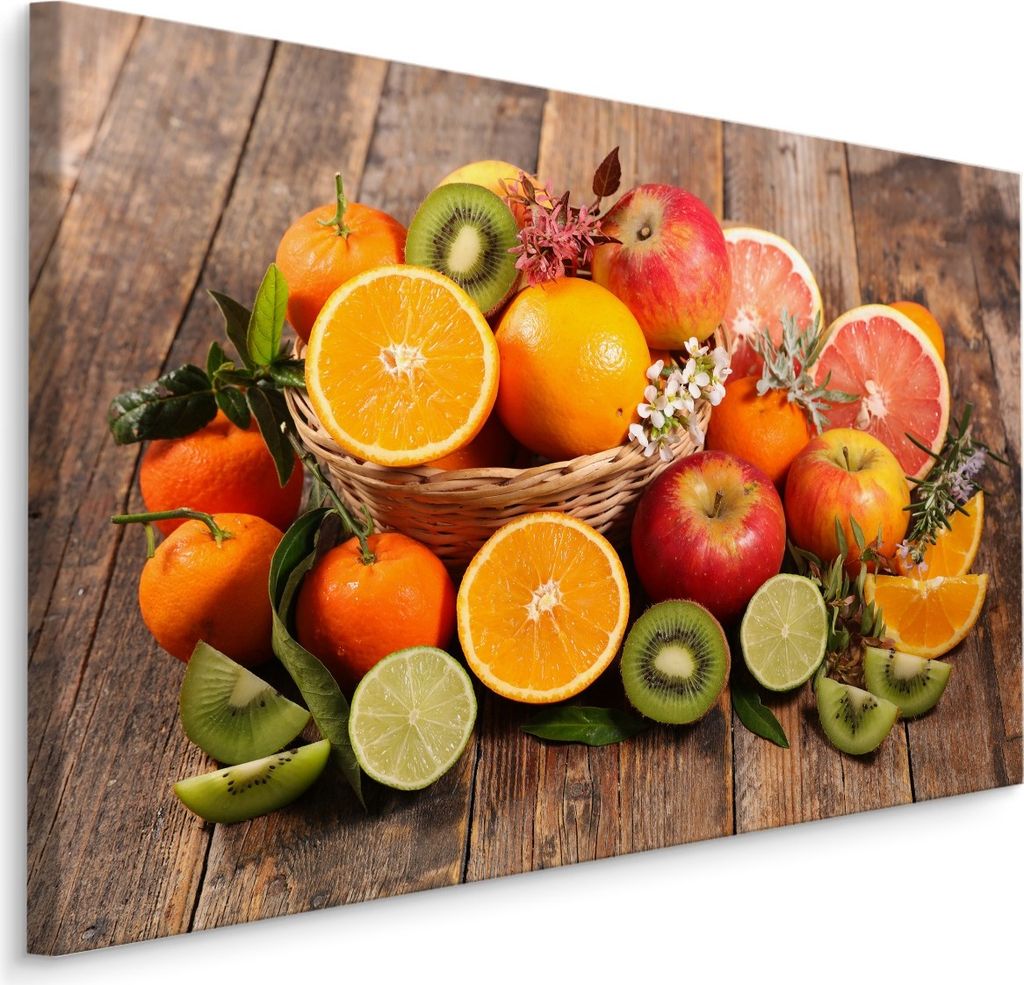 Fabelhafte Canvas LEINWAND BILDER 90x60 cm XXL Kunstdruck Obst Orangen Äpfel Limetten