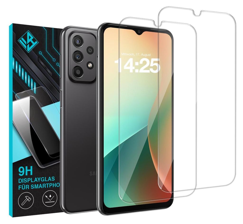 2x 9H Schutzglas Displayschutzfolie für Samsung Galaxy A23 Produktbild 
