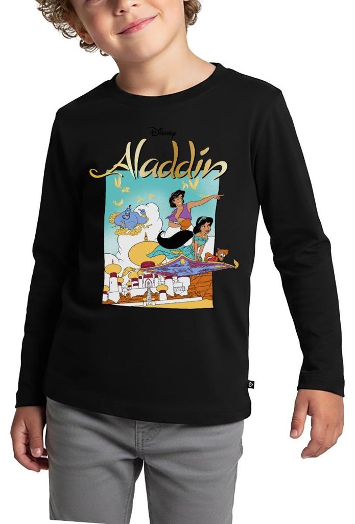 Jasmin Und Aladin Auf Fliegendem Teppich Kinder Premium Langarmshirt, 122/128 (6 Jahre), Schwarz