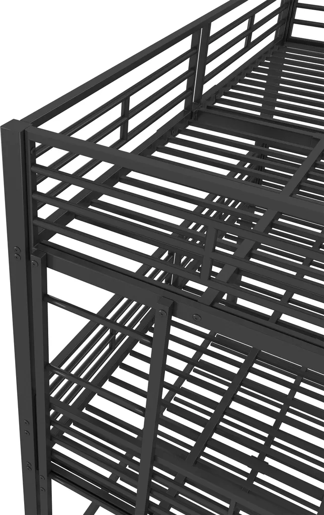 Lit superposé métal noir 90x200 cm : solution idéale pour petits espaces