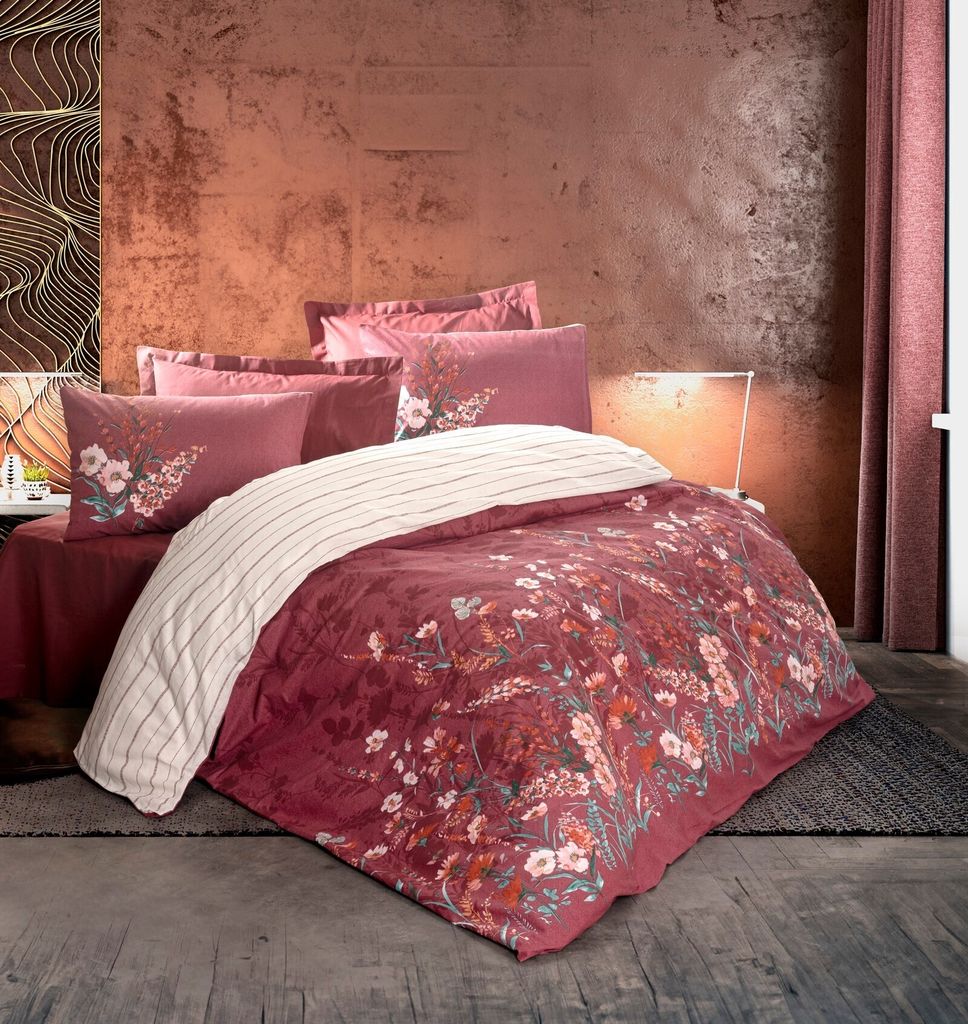 L'Essentiel Linge de Maison, Vina - Claret Red, Tagesdecke, Bordeauxrot, Baumwolle, 50 x 55 x 40 cm