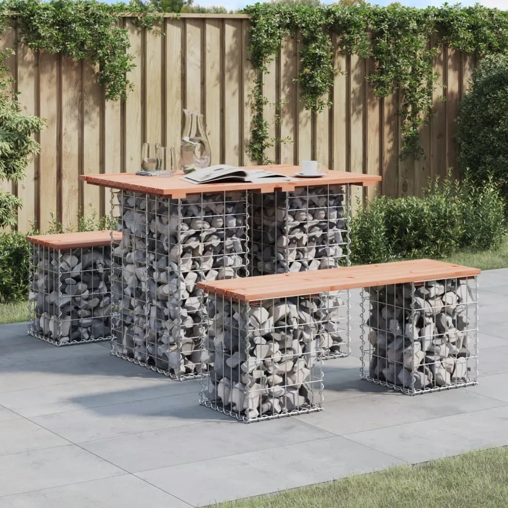 The Living Store Panchina da giardino Gabion 100x70x72 cm in legno massiccio di abete Douglas