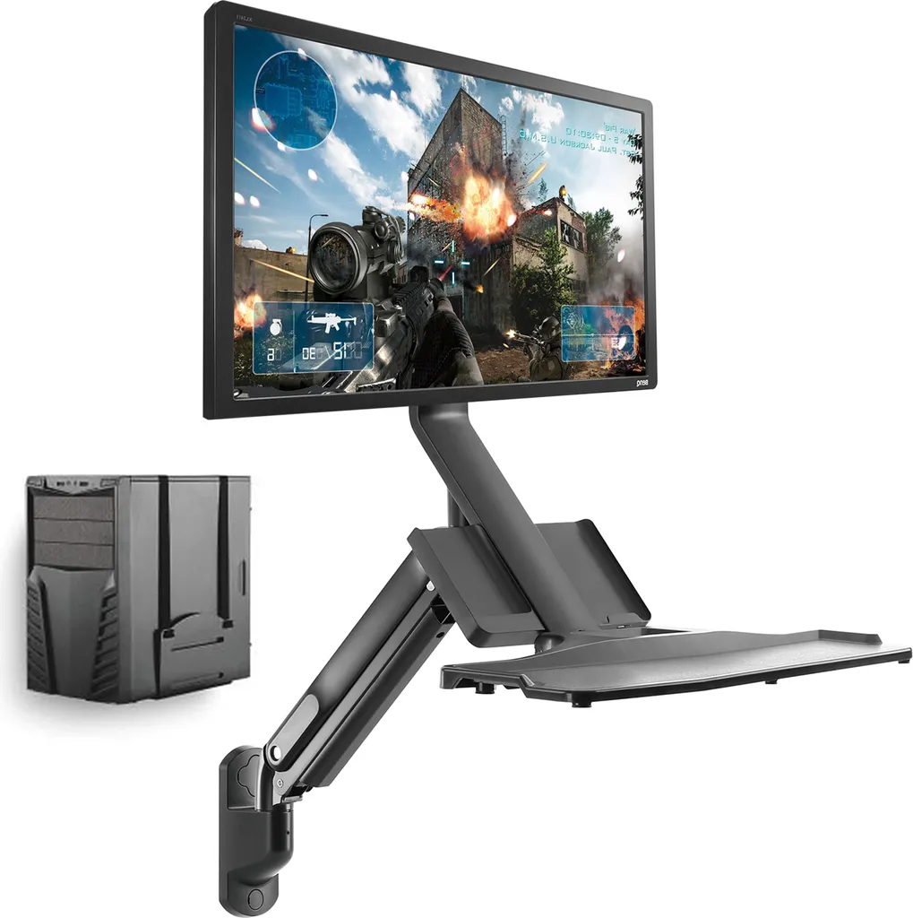 Support moniteur 17-32 pouces à vérin à gaz avec tablette de clavier - 2