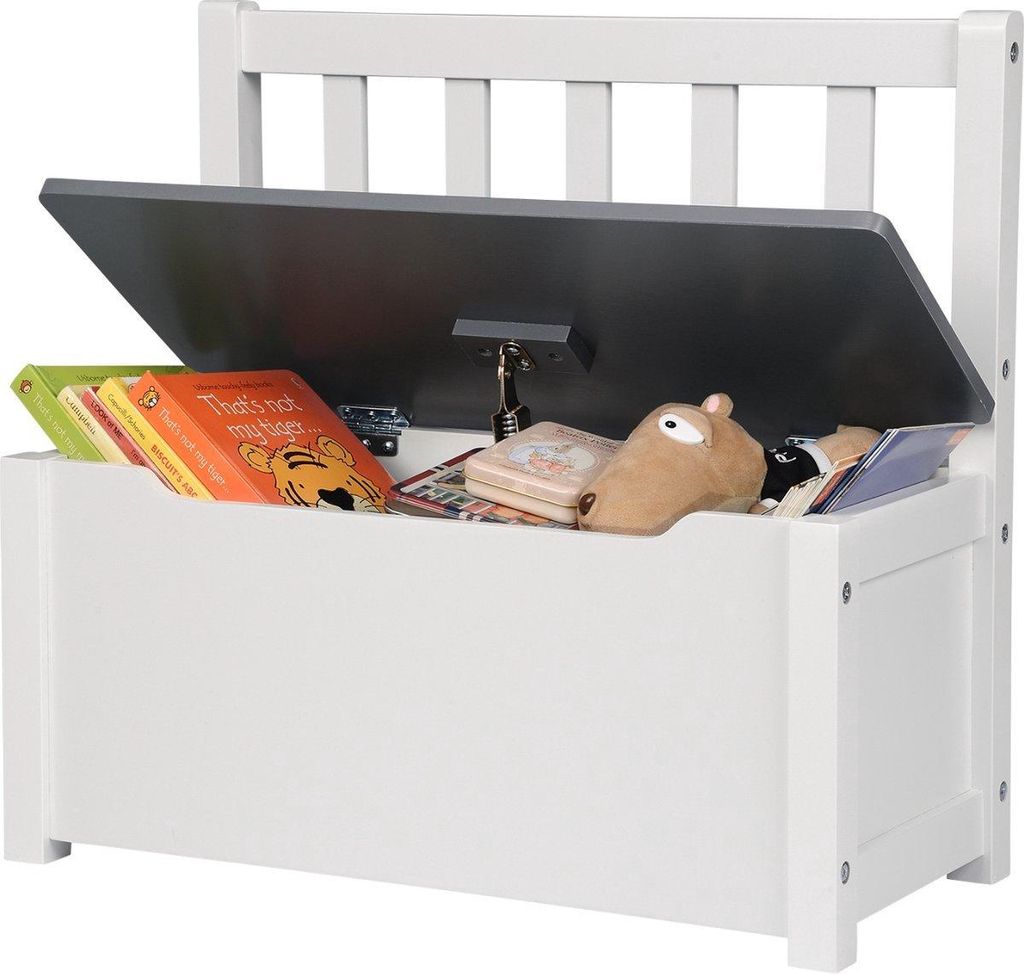 Bolt Edge Kindersofa – Grau/Weiß – Spielzeugkiste – Sitzbank – Mit Stauraum