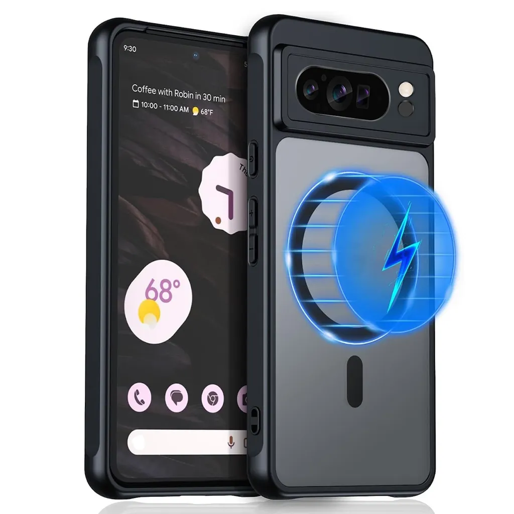 Google Pixel 9 Pro Cover MagSafe Sottile - Silicone TPU Nero e PC