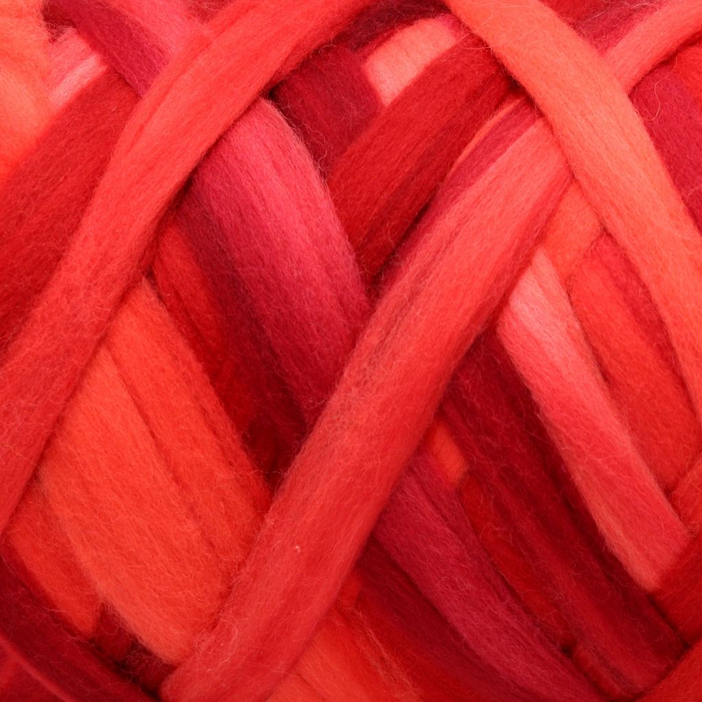 Filzwolle - australische Wolle im Kammzug, Rotglut Floating Color 20gr.