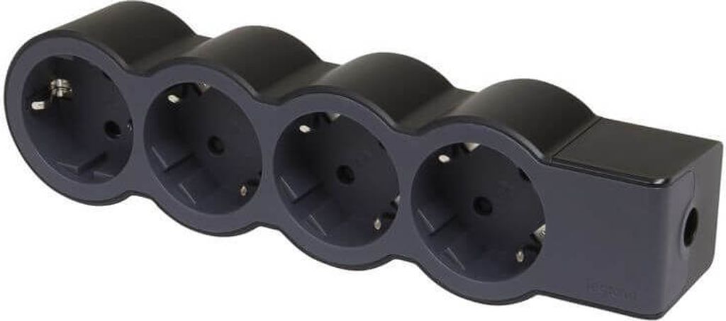 Legrand Flache Steckdosenleiste 4x Steckdose, ohne Kabel Kabel Schwarz 694576