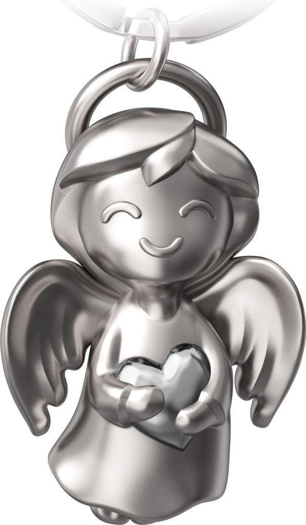 "Shiny" Schutzengel Schlüsselanhänger - Engel Glücksbringer - Glücksengel mit Herz in Silber