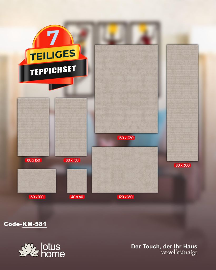 7-teiliges Teppich-Set KM-581. Produktbild 