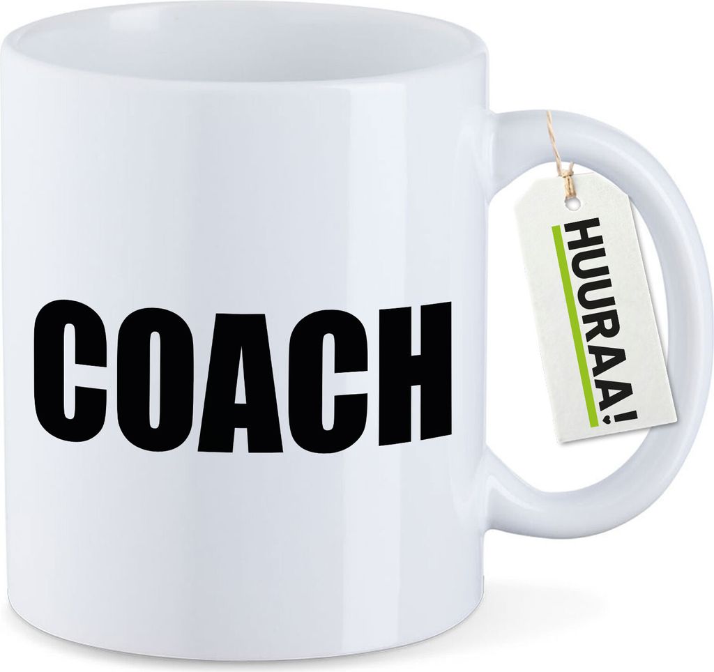 Huuraa Kaffeetasse Coach Training 330ml Weiß Keramik Kaffeebecher Geschenkidee