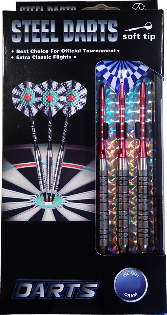 3er Dartpfeile Set 18g Kunststoff im Kunststoffkoffer mit Produktbild 