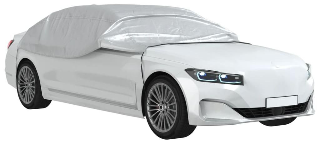 vidaXL Autoabdeckung Halbgarage mit Haken Silbern L Produktbild 