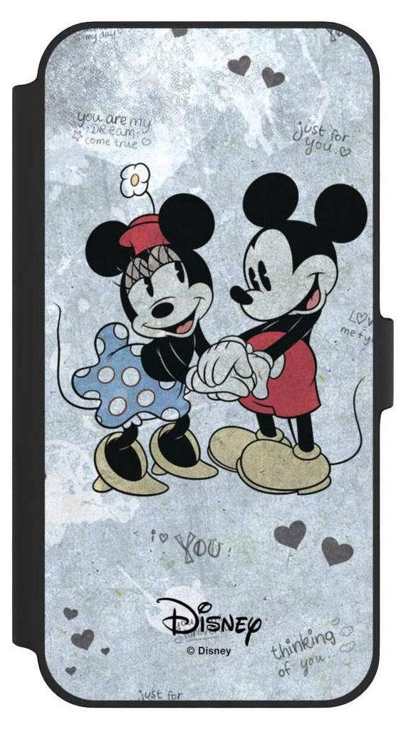 NIVOCASE Klapphülle für Apple iPhone 14 Plus Handyhülle aus Kunst Leder NIVOflip schwarz Disney Vintage