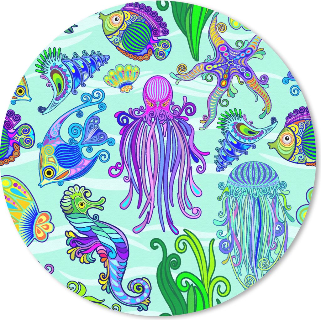 MuchoWow Mauspad Mousepad Tiere - Regenbogen - Fische - Muster 40x40 cm - Mousepads - Maus Mat - Pad - Mausunterlage - Schreibtisch Accessoires