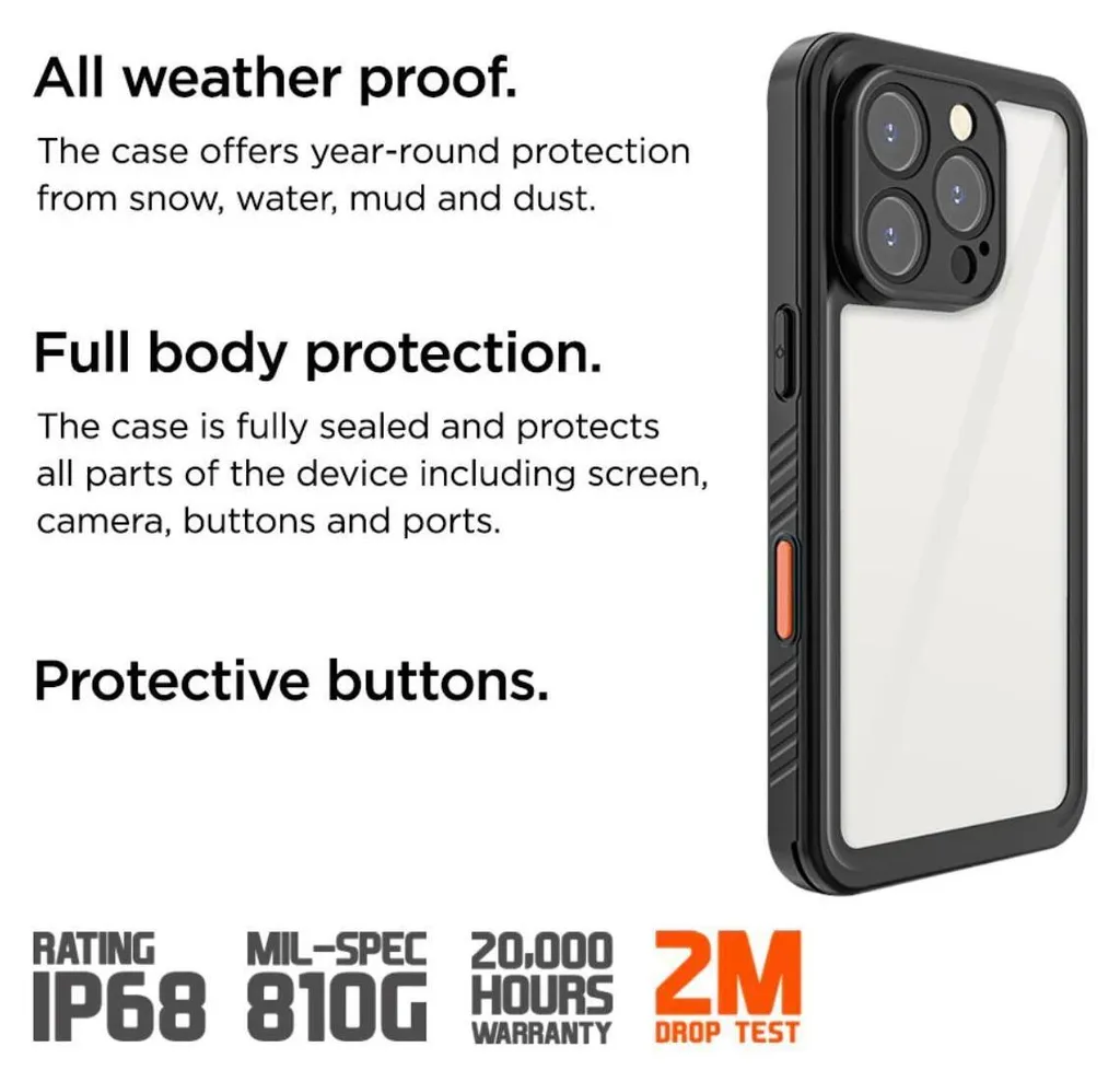 Coque Eiger iPhone 16 Pro protection 360° renforcée IP68 étanche, Claire