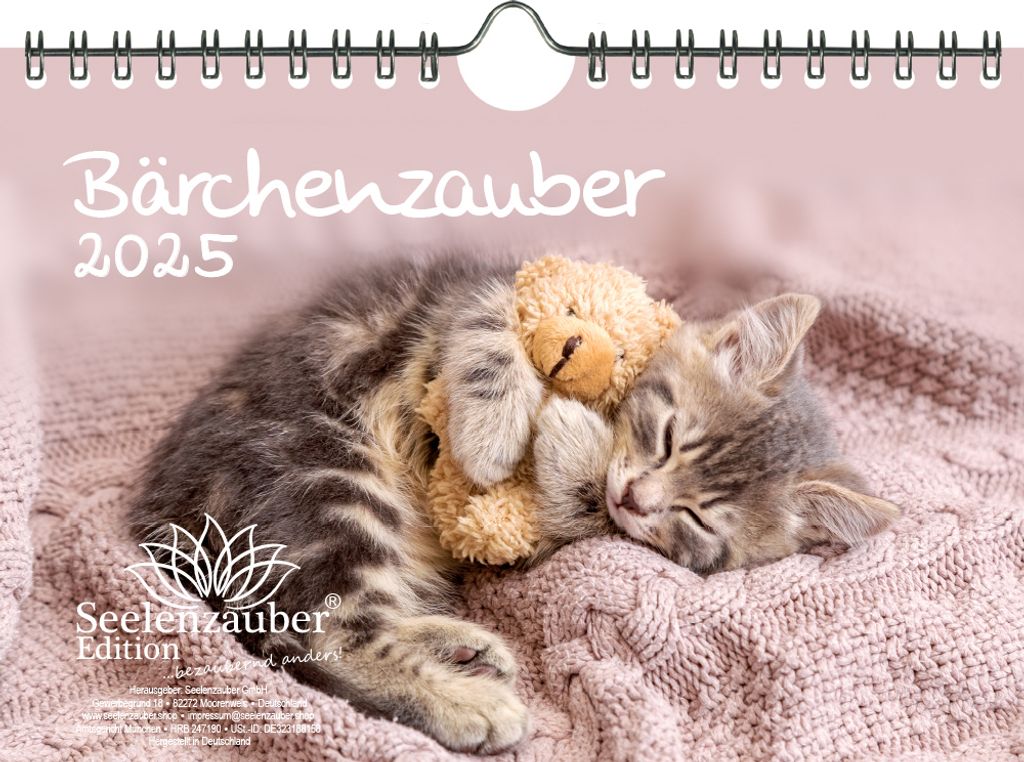 Bärchenzauber DIN A5 Wandkalender für 2025 Teddy und Bärchen - Seelenzauber