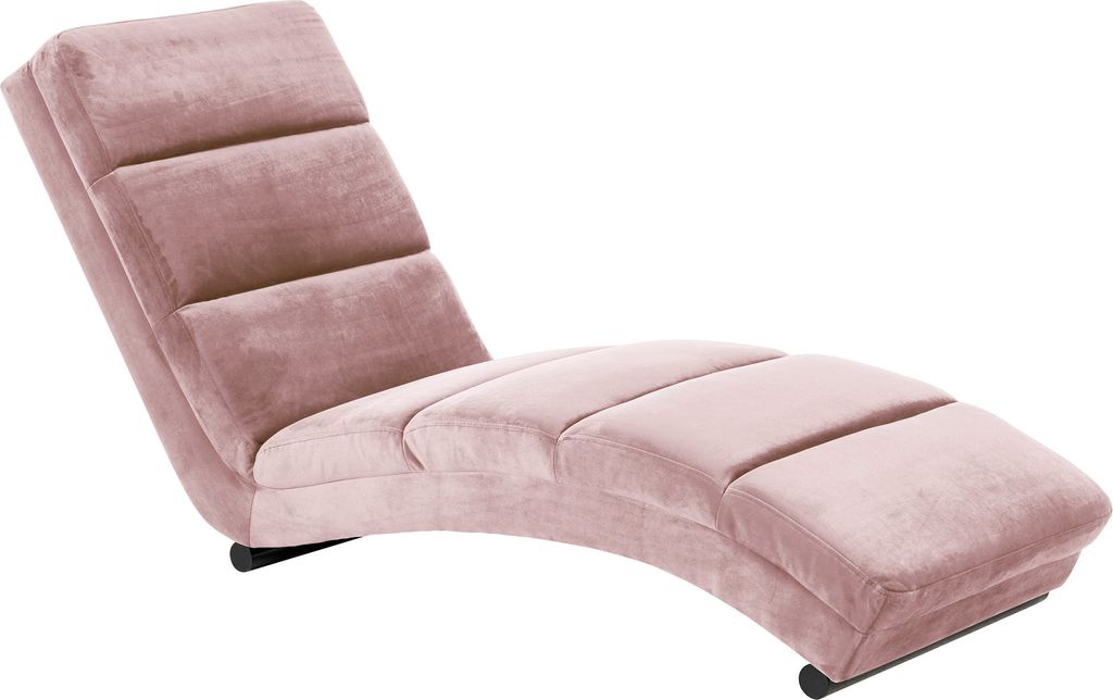SalesFever Relaxliege | Stoffbezug in Samt-Optik | Gestell Metall schwarz | B 60 x T 170 x H 82 cm | rose