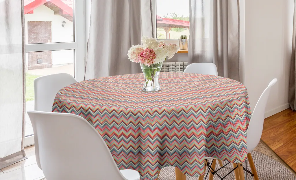 ABAKUHAUS Tovaglia angolare rotonda, disposizione a chevron, tovaglia circolare per sala da pranzo, decorazione cucina, 150 cm, multicolore