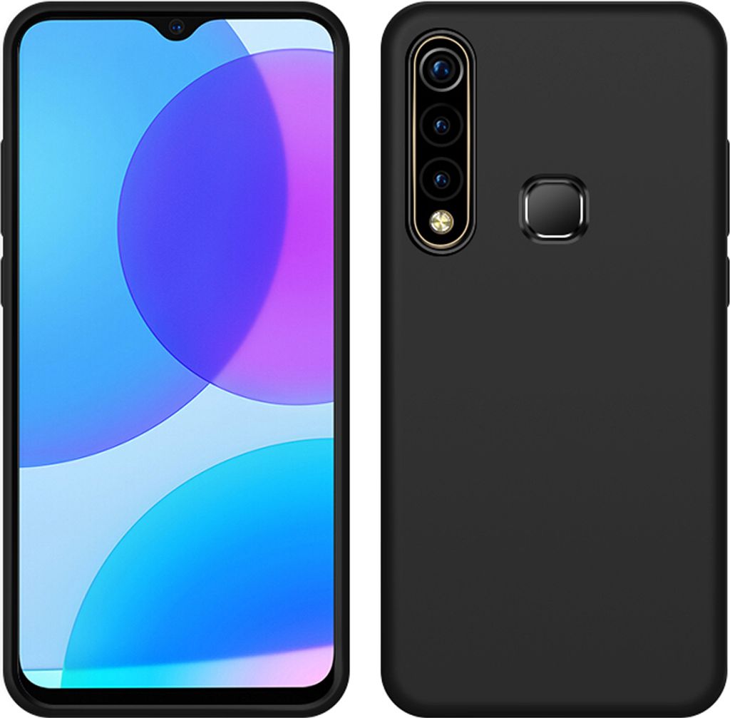 VIVO Z5i Hülle, LaimTop Slim Flüssig Silikon Soft Gel Gummi Stoßfest Kratzfest Schutzhülle für VIVO Z5i Schwarz