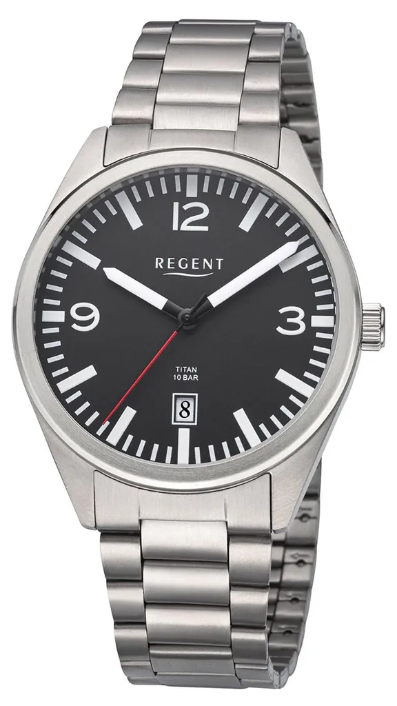 Montre Regent F-1604 Homme en Titane Noir Etanche 10 Bars Style Sport