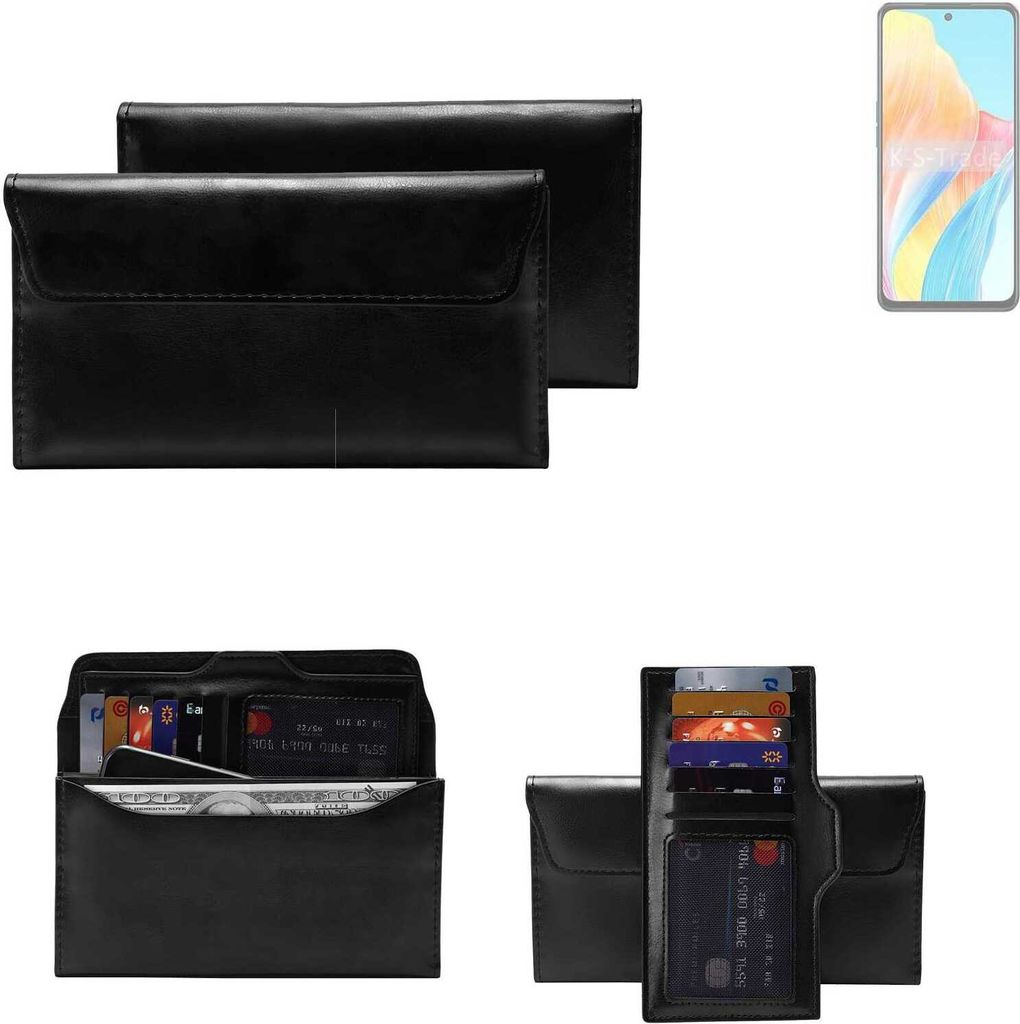 K-S-Trade Handy Hülle kompatibel mit Oppo A1s 5G Schutz Hülle Tasche Schutz Case Handytasche Kunstleder schwarz, 1x