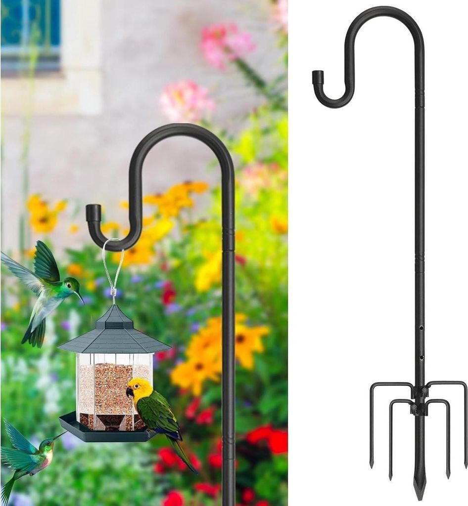 Schwarz Metall 195cm Schäferhaken mit 5 Zinken für Garten Produktbild 