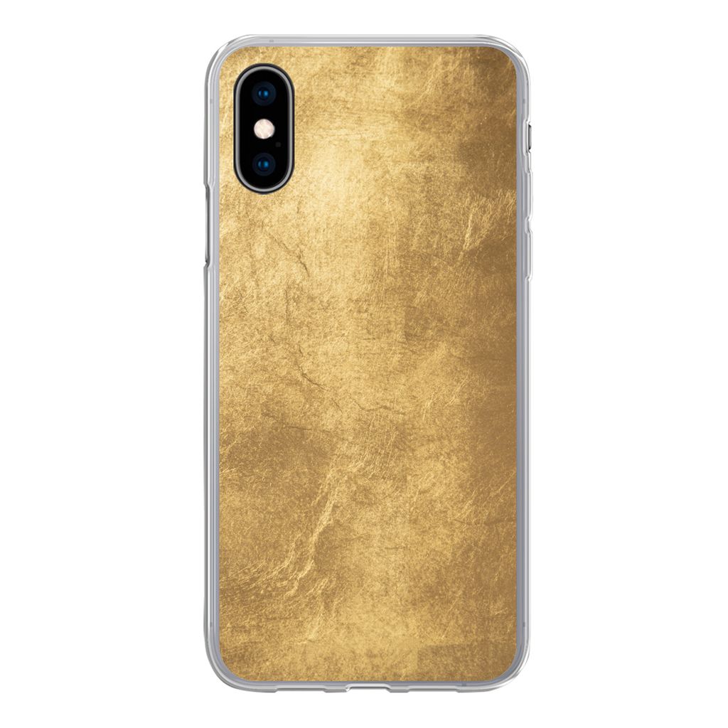 MuchoWow Handyhülle Schutzhülle Hülle für iPhone X Licht fällt auf eine goldene Wand Silikon Softcase Handy Hülle - Handyhülle