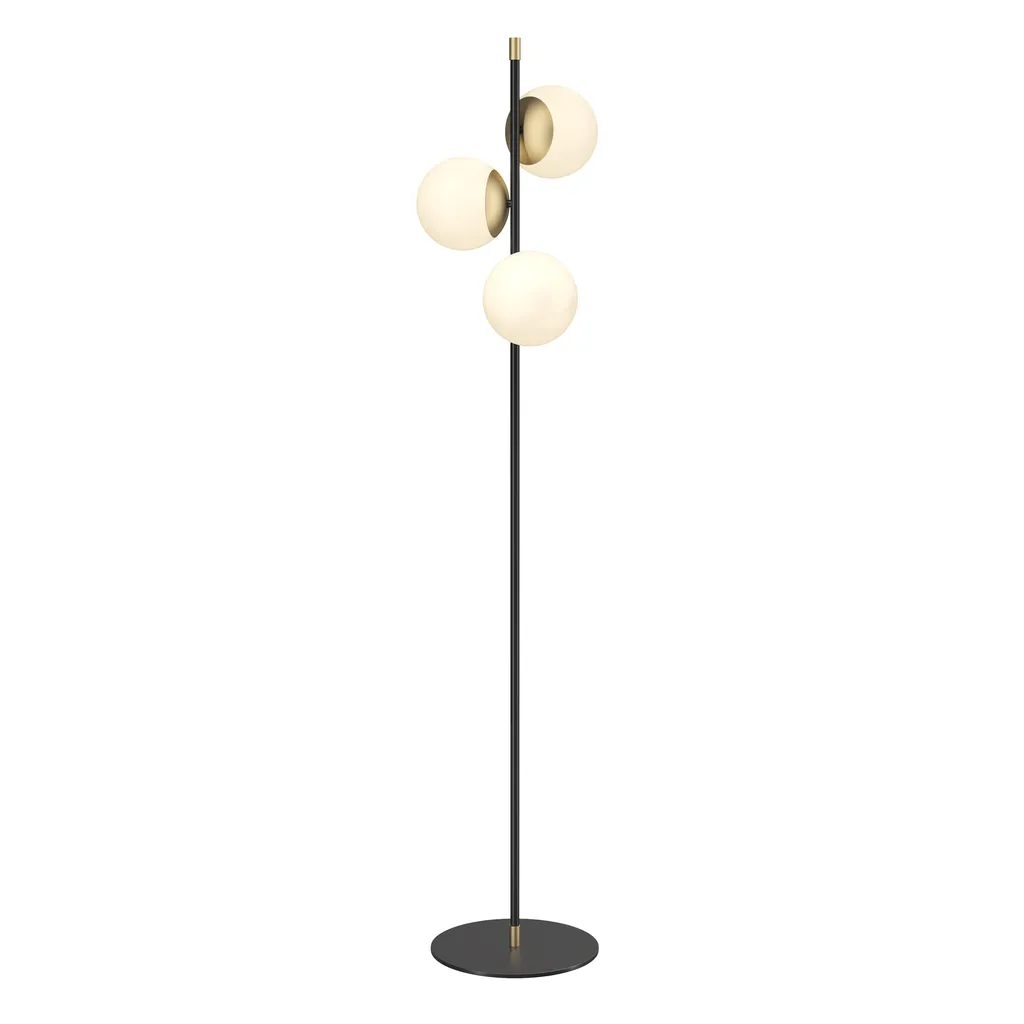 Lampadaire décoratif or mat 3 lumières pour ambiance salon chaleureuse