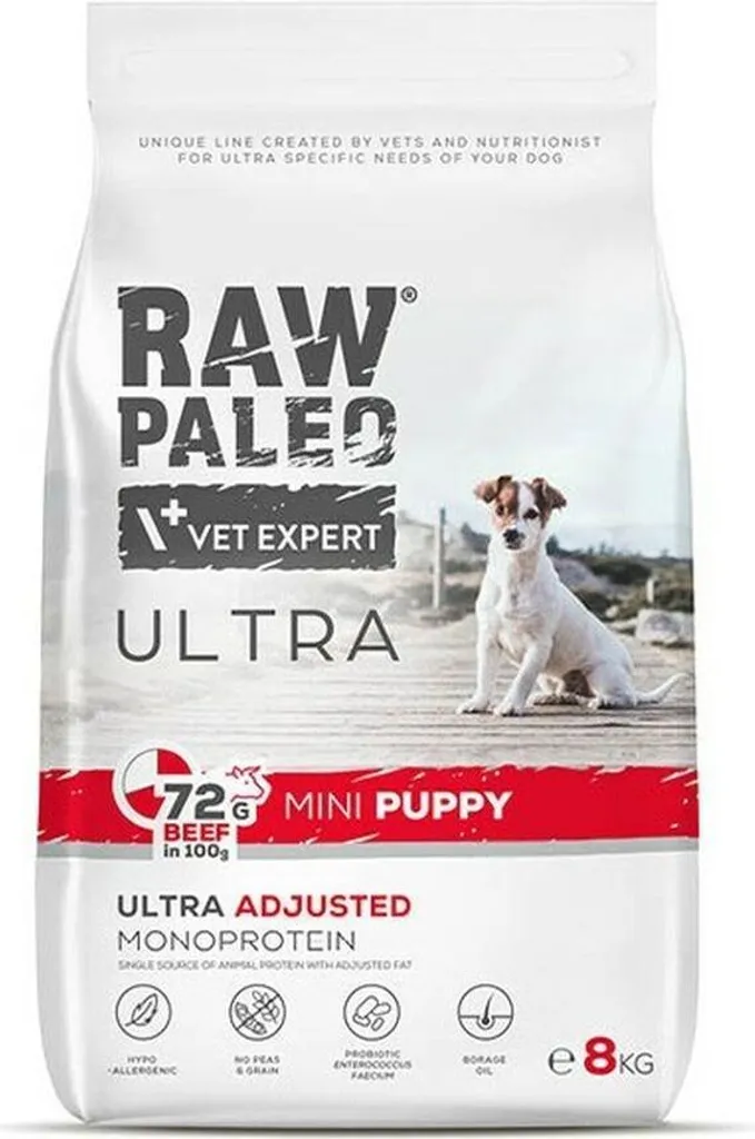 VEE RAW PALEO Ultra Mini Puppy Beef - cibo secco per cuccioli di razza piccola - 8 kg
