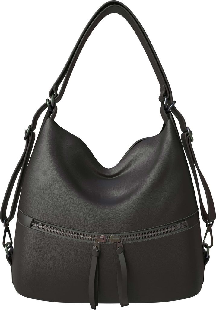 Damen Shopper Tasche groß Hobo Bag – vegane Leder Schultertasche mit Rucksackfunktion, 34x36x12 cm, geräumige Umhängetasche für Alltag & Bür...