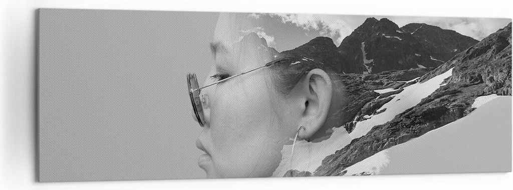 Bild auf Leinwand - Leinwandbild - Einteilig - Frau modern schwarz und weiß - 160x50cm - Wand Bild - Wanddeko - Wandbilder - Leinwanddruck - Bilde...