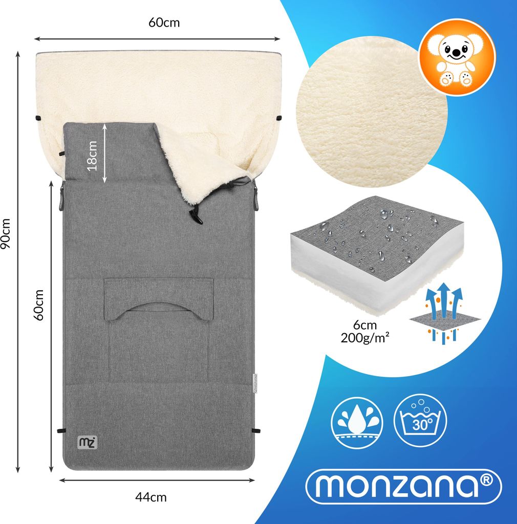 MONZANA® Footmuff pro kočárek dítě zima s reflexními prvky Obrázek produktu 6