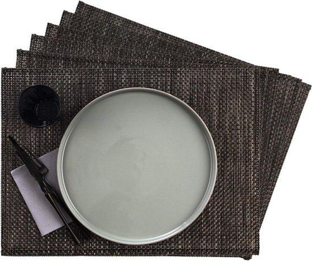 Set aus 6 Tischunterlagen 33 x 45 cm - PVC - hitzebeständig und antislip - waschbar und wasserabweisend - beige braun