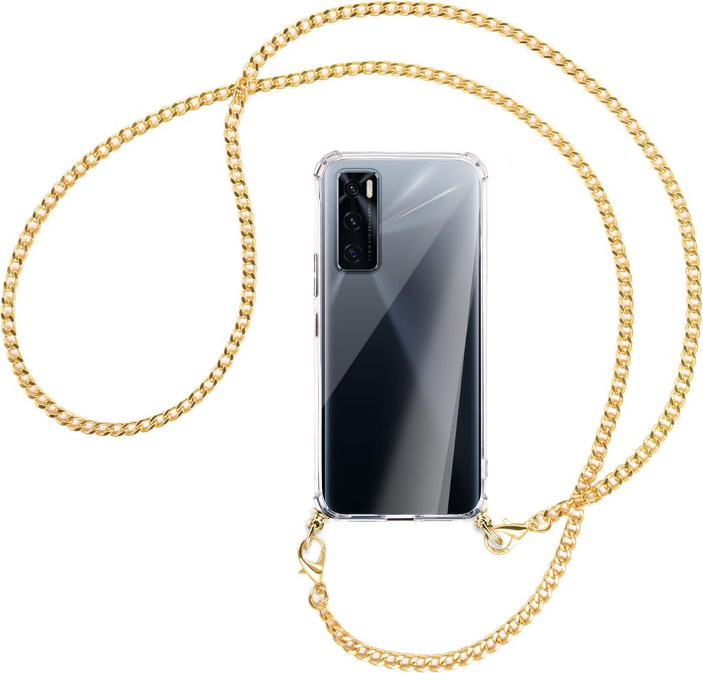 Handykette Backcover-Schutzhülle mit Band (Metall goldfarben) für vivo V20 SE (V2022) / Y70 - goldfarbene Kette