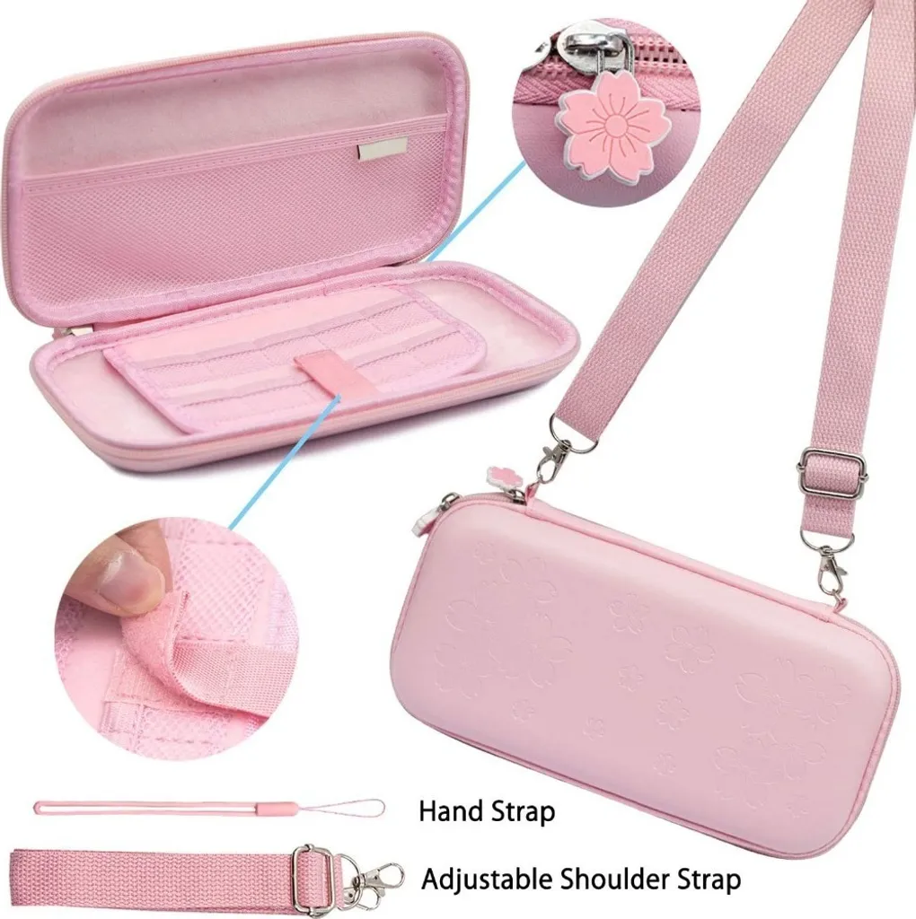Kit Accessoires Nintendo Switch Rose : Sacoche Rigide et Pack Complet